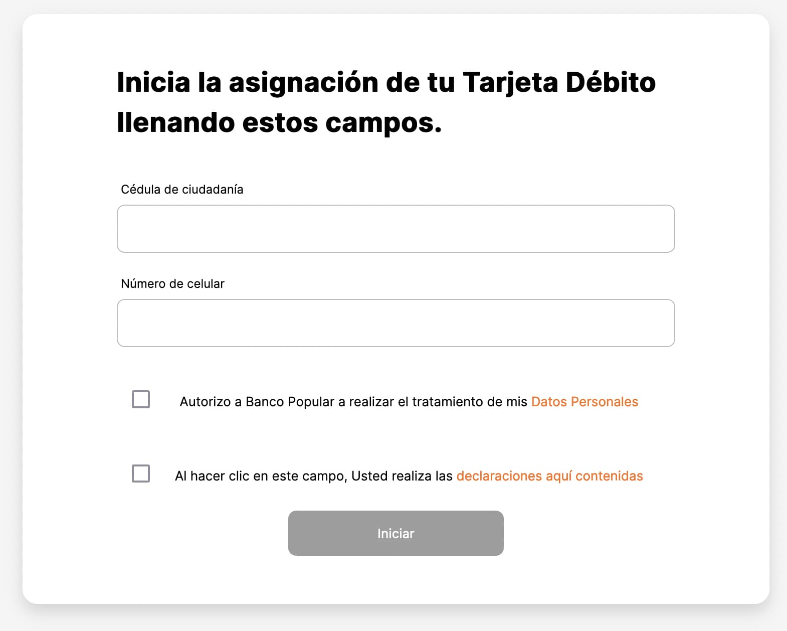 formulario tarjeta cero